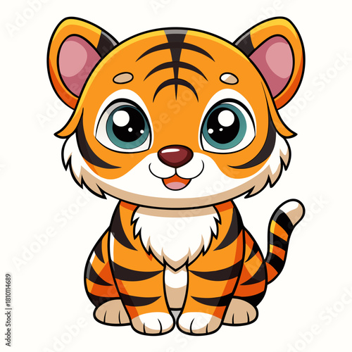 Cute cartoon baby tiger cub illustration Vector, illustration
