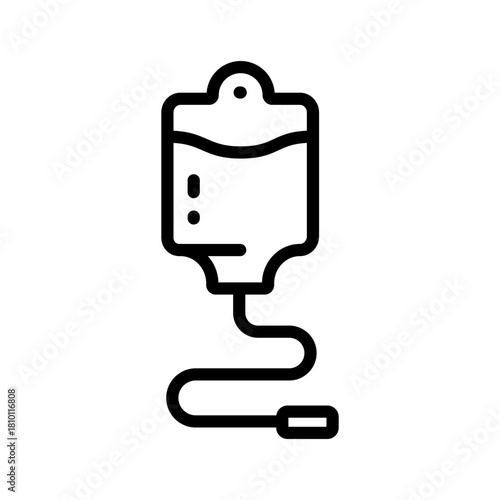 Intravenous saline drip line icon, world cancer day and chemotherapy, blood transfusion vector graphics. IV therapy symbol for healthcare apps, medical websites, and hospital-related visuals.