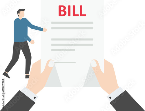 businessman stress or Shocked bill Big expenses and financial problem debt concept. Flat vector illustration

