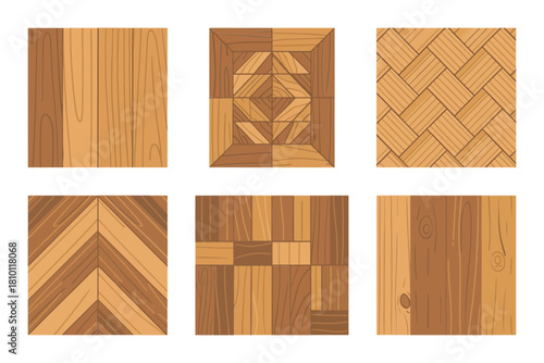 Wood grain panels set, herringbone floor, alternating planks, decorative tile patterns, oak texture boards, home renovation vector