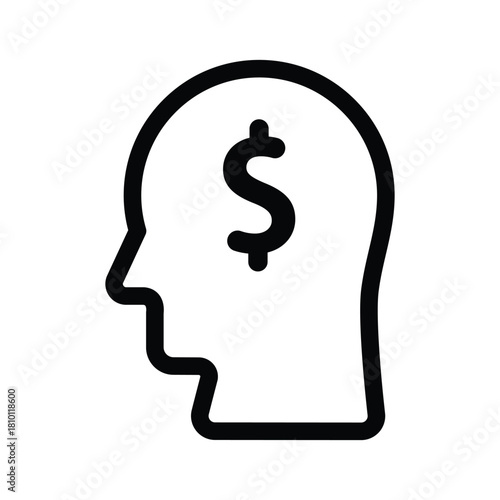 Money on mind icon