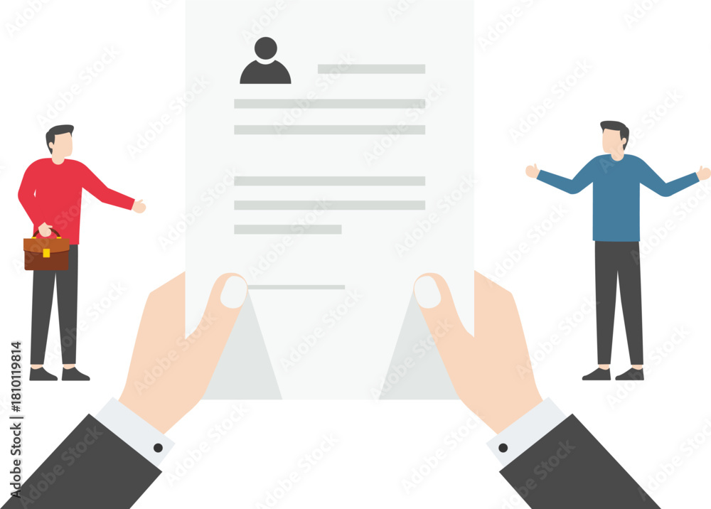 Fototapeta premium Hiring, several businessmen sitting in a row waiting to check resume