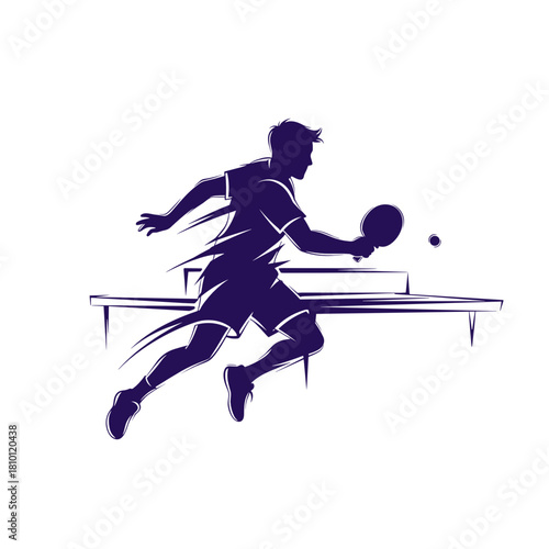Illustration of a table tennis player in action on white background for sports concepts
