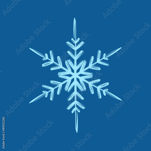 Frosty blue snowflake design on a blue background for winter ambiance