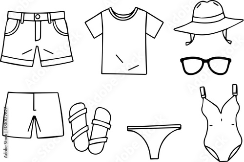 Doodle Collection Set: Apparel, Frozen Desserts, and Outdoor Adventure