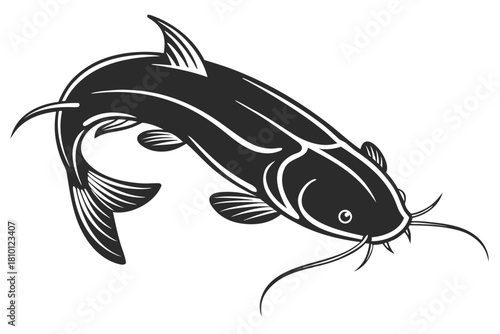 Minimalist catfish icon set with vibrant colors