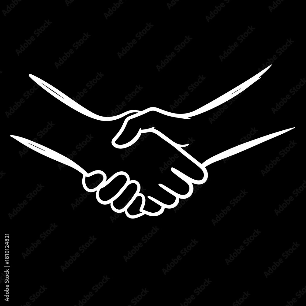 Fototapeta premium Handshake illustration representing agreement or partnership on a black background