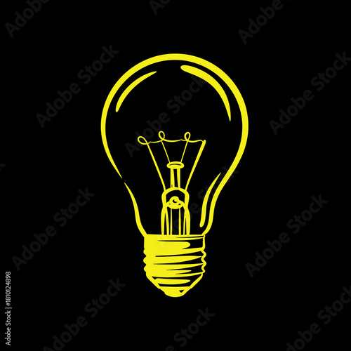 Light bulb illustration representing ideas and innovation on a black background