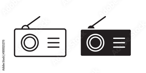 Radio icon . Vector illustration with stroke and fill on a white background.