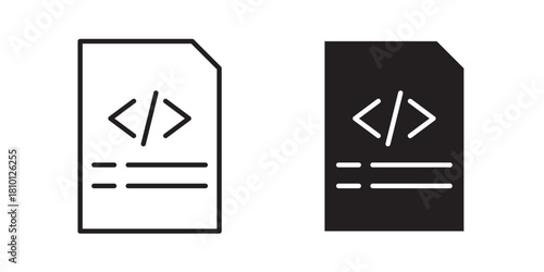 File Code icon. Web development, coding and programming concept. Vector illustration with stroke and fill on a white background.