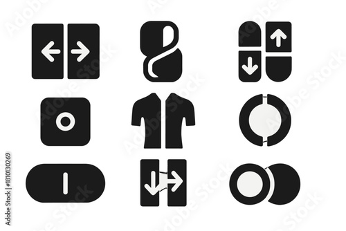 Dual-Zone Control Icons. Solid style icons of dual-zone sculpting control: left-right zone icon, dual wrap glyph, synced chamber