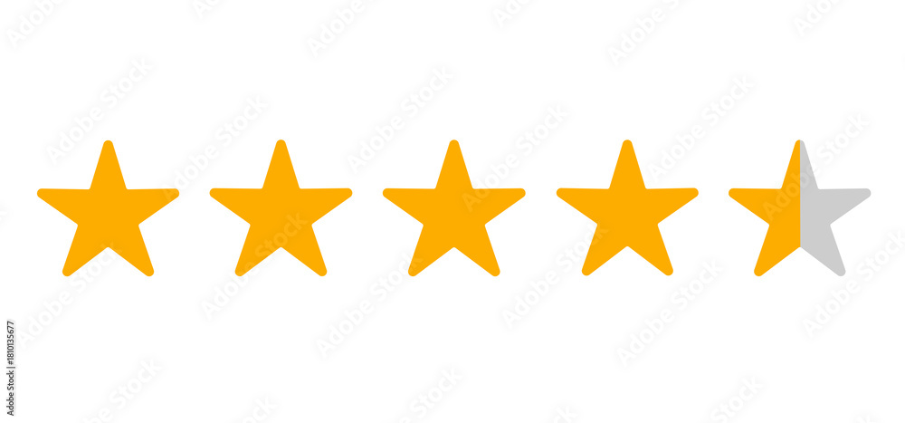 Fototapeta premium golden 4.5 stars rating rate on transparent background