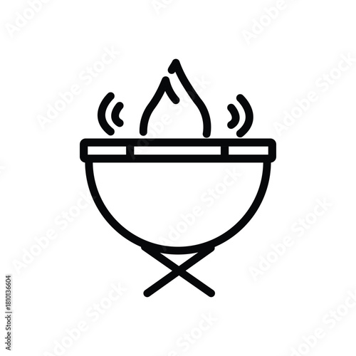 Fire Pit outline Vector black icon with white background.