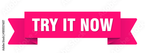 try it now ribbon isolated on transparent background. try it now ribbon