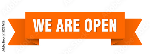 we are open ribbon isolated on transparent background. we are open ribbon