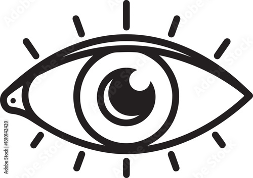 Simple flat outline of an eye representing vision sight and optical concepts in a clean graphic design