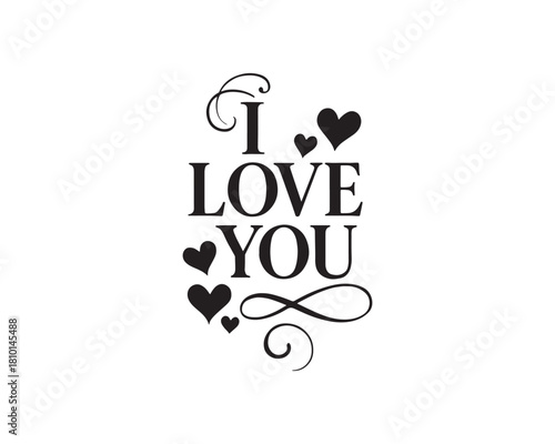 I love you lettering for valentines day card