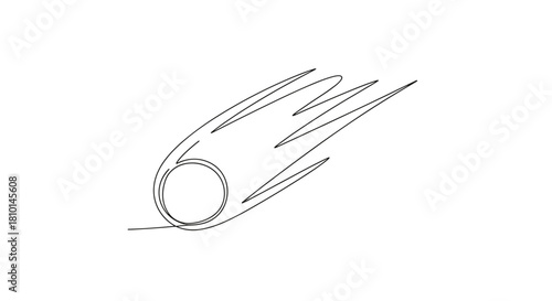 Comet illustration with trailing lines in minimalistic design  