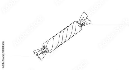 Simple outline of a decorative candy wrapper on white background  
