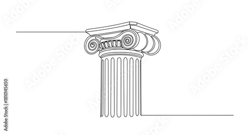 Classic Roman column with intricate details in minimalist style  