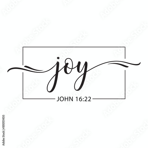 Joy Script John 16 22 Bible Verse Calligraphy Design