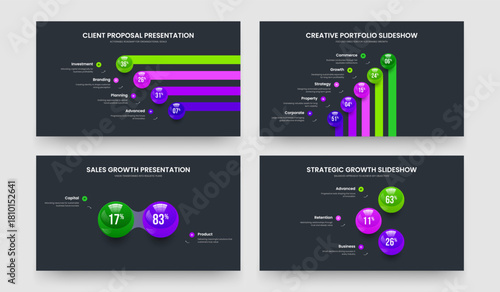 Wallpaper Mural Science Growth Four Five Two Three Option Chart Frame Layout Vector Illustration Collection. Minimalist Profile 4 5 2 3 Element Graph Slide Design Set. Torontodigital.ca