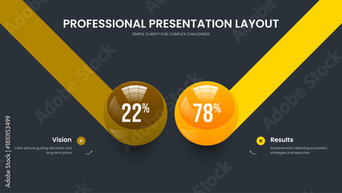 Medical Strategy Two Element Chart Slideshow Design. Digital Profile 2 Option Graph Slide Layout. Minimalist Briefing Frame Template Vector Illustration.