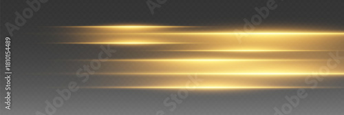 Movement of golden light magic speed line. On a transparent background.