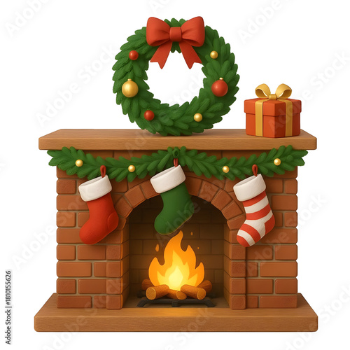 fireplace with christmas decorations