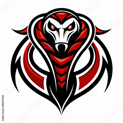 Fierce red and black cobra head mascot logo Vector, illustration
