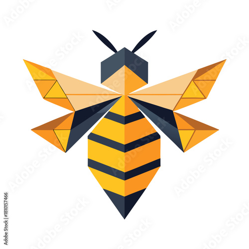 Geometric polygonal low-poly bee illustration Vector, illustration