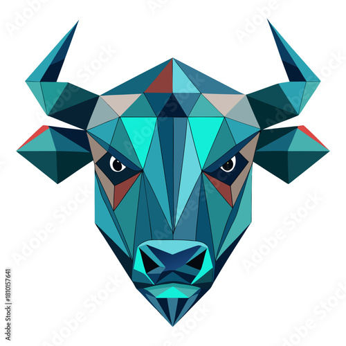 Low poly geometric bull head illustration Vector, illustration