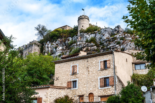 Fototapeta Naklejka Na Ścianę i Meble -  The narrow streets of the old village Trigance in Provence, France