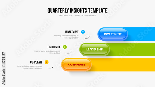 Professional Briefing Three Element Diagram Frame Design. Corporate Overview 3 Step Infographic Slideshow Layout. Creative Strategy Slide Template Vector Illustration.