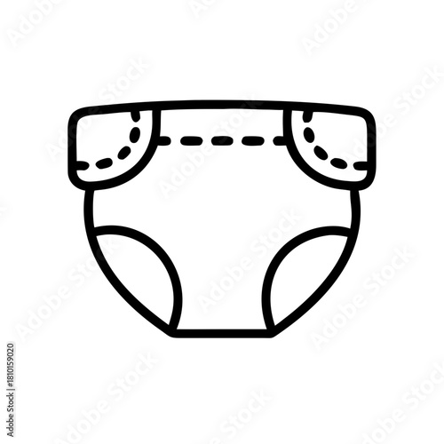 Diaper icon in simple line design on white background  