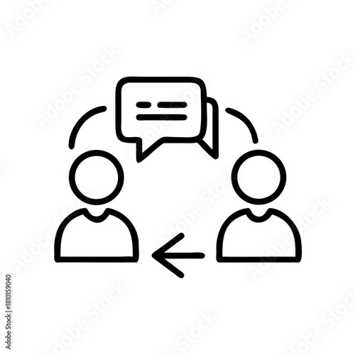 Two people exchanging speech bubbles in communication icons concept  