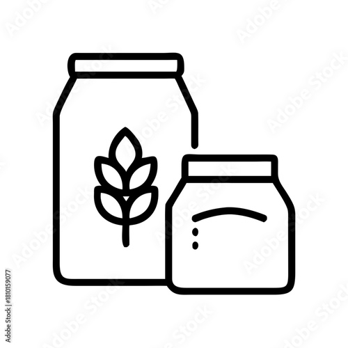 Jars and containers with plant motifs representing bulk shopping concept  