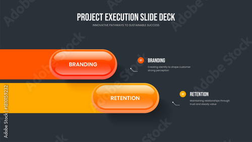 Digital Introduction Slide Template Vector Illustration. Corporate Analysis Two Step Diagram Presentation Design. Enterprise Innovation 2 Option Infographic Frame Layout.