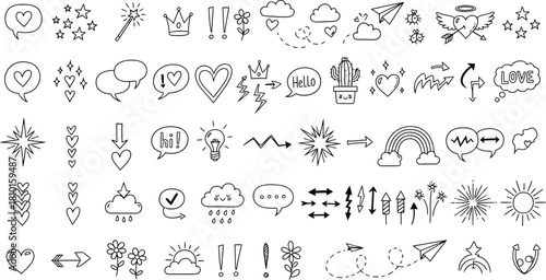 Collection of hand drawn doodle arrow icons and design elements