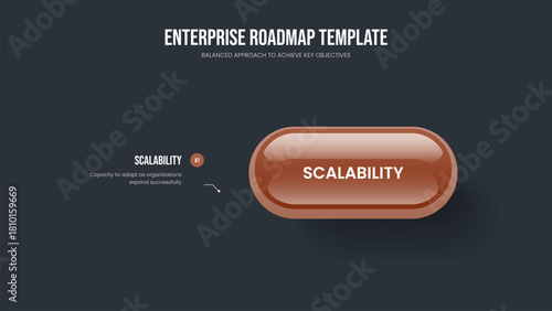 Modern Performance Slideshow Template Vector Illustration. Market Portfolio One Option Diagram Slide Design. Professional Visualization 1 Element Infographic Frame Layout.