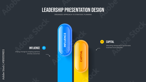 Marketing Campaign Slideshow Template Vector Illustration. Product Innovation Two Option Diagram Frame Layout. Creative Performance 2 Element Infographic Slide Design.