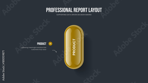 Corporate Strategy 1 Option Diagram Frame Template. Service Performance One Element Infographic Slideshow Design. Enterprise Visualization Slide Layout Vector Illustration.