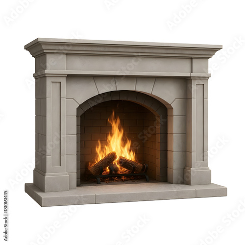 fire in fireplace