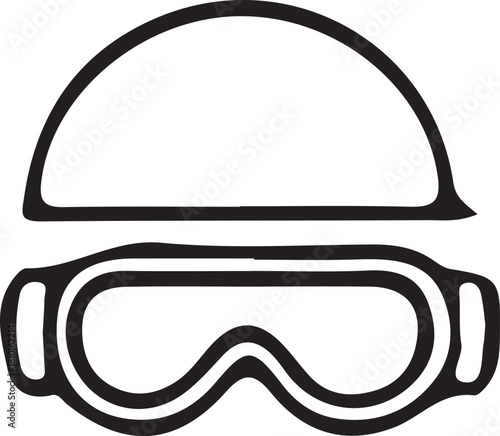 Safety Helmet and Goggles Line Icon | Head and Eye Protection Personal Protective Equipment (PPE) Symbol