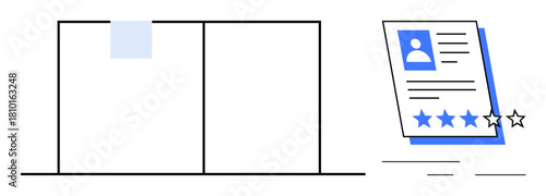 Paper calendar next to applicant resume with profile, rating stars, and details. Ideal for recruitment, hiring, performance review, job search, HR process, scheduling simple flat metaphor