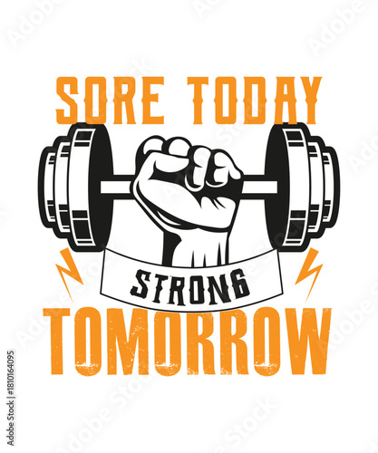 Bold Fitness T-Shirt Design – Gym Motivation, Workout Typography, Streetwear Style