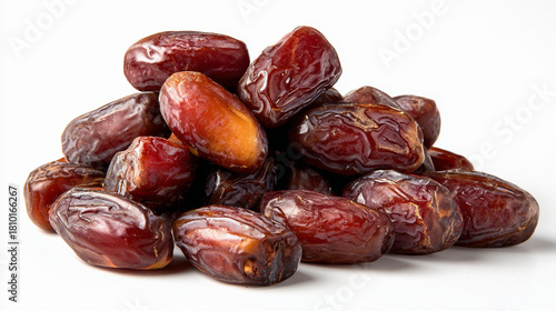 Pile of delicious and nutritious dates isolated on white background, a healthy snack and ingredient for a variety of sweet and savory dishes