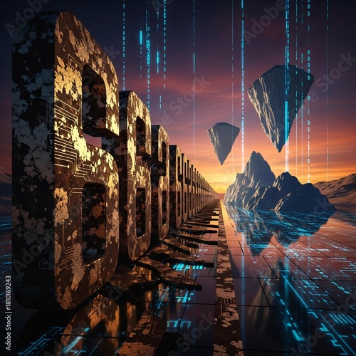 Digital Path of Monumental Zeroes at Sunset.