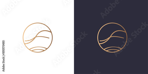 letter F wind logo Golden gradient vector emblem logotype for business cards symbol.