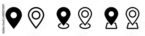 Map Pin Icon Set – Location, GPS Marker, and Navigation Symbols